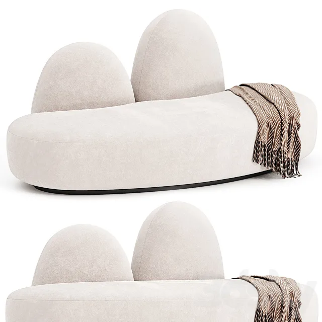 LAGU FUYU Curved 2 seater fabric sofa 3DModel