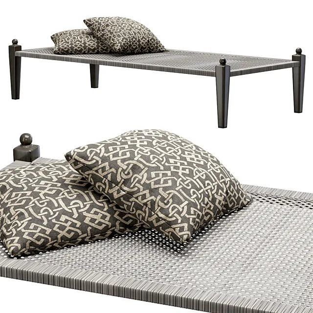 Laila rattan ottoman _ Rattan bench 3DModel