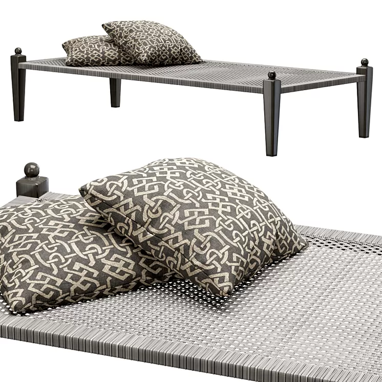 Laila rattan ottoman / Rattan bench 3D Model