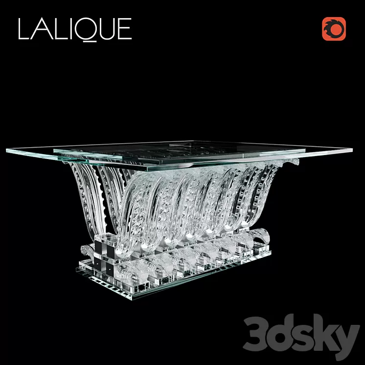 Lalique Cactus rectangular table 3D Model