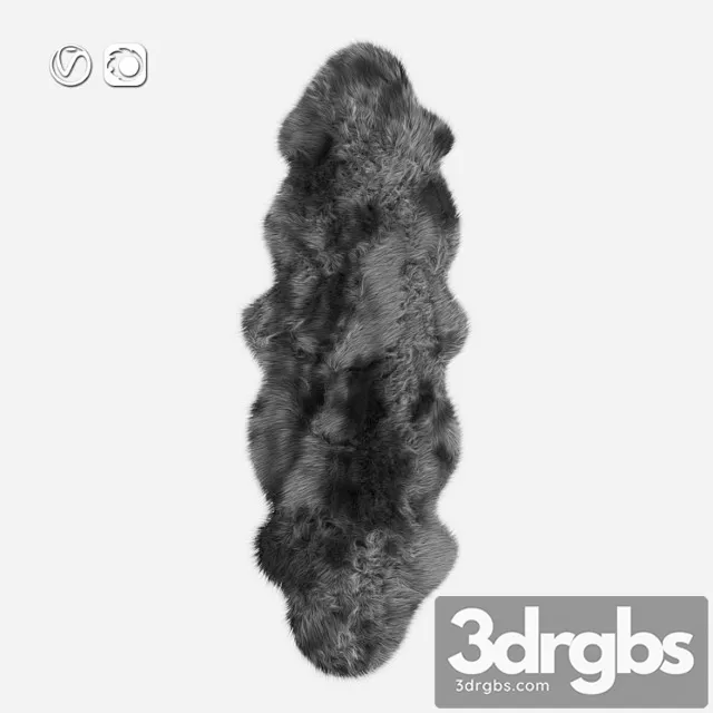 Lambskin rug black and white 3D Model Free