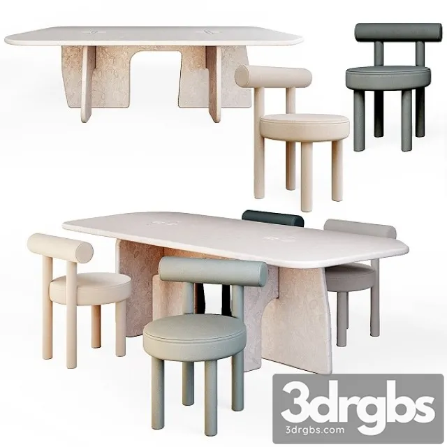 Lame By Davani Dining Table and Gropius CS1 By Noom Chair 3D Model Free