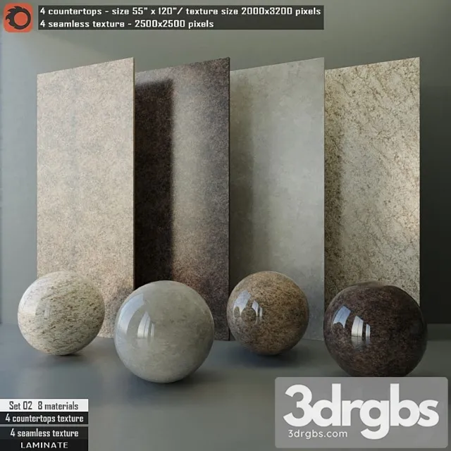 Laminate countertops & seamless texture set 02 3D Model Free
