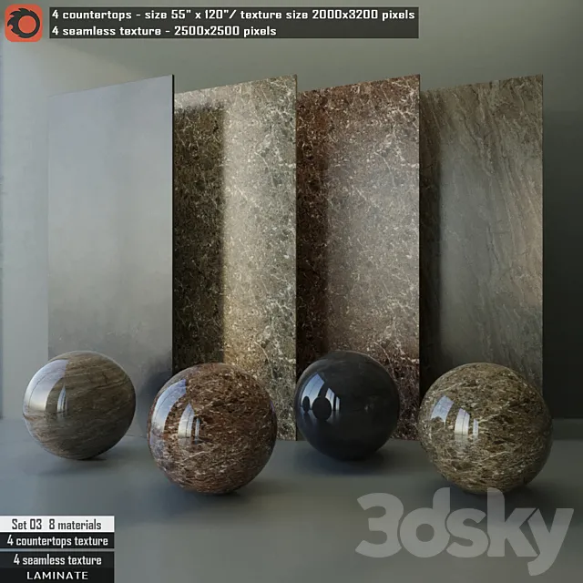 Laminate countertops & Seamless texture Set 03 3DModel
