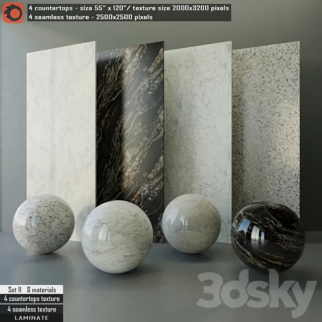 Laminate countertops & Seamless texture Set 11 3DModel