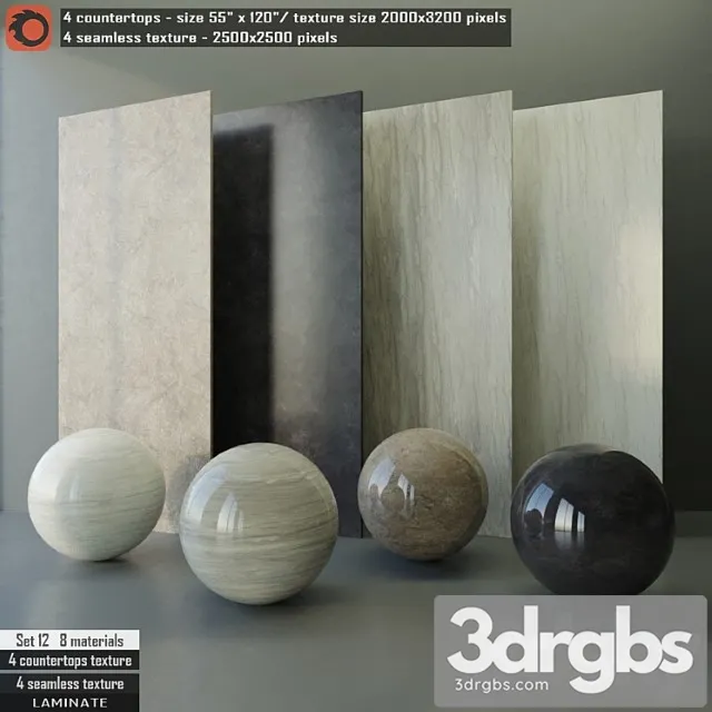 Laminate countertops & seamless texture set 12 3D Model Free