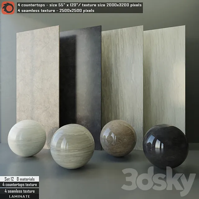 Laminate countertops & Seamless texture Set 12 3DModel