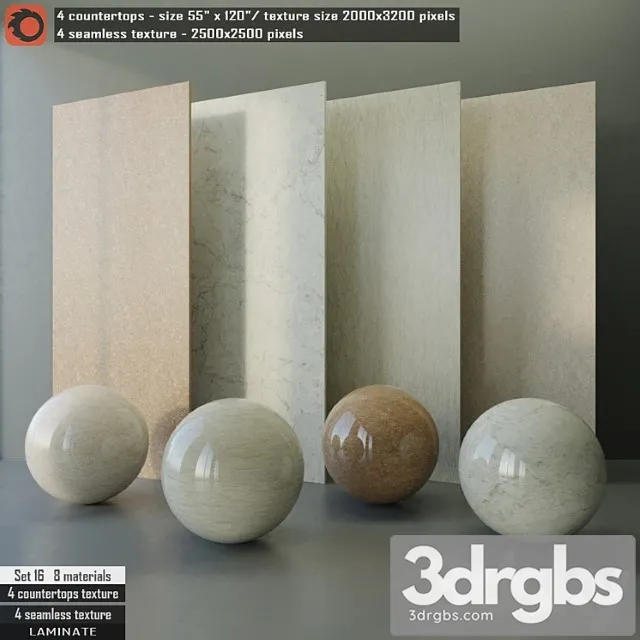 Laminate countertops & seamless texture set 16 3D Model Free