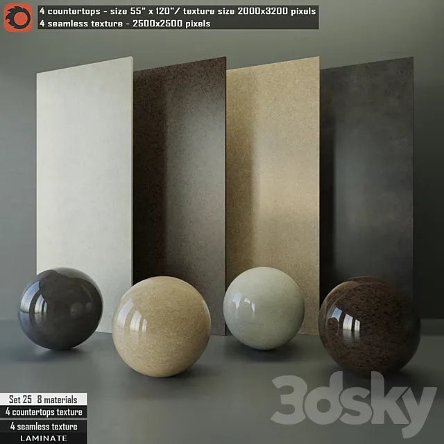 Laminate countertops & Seamless texture Set 25 3D Model