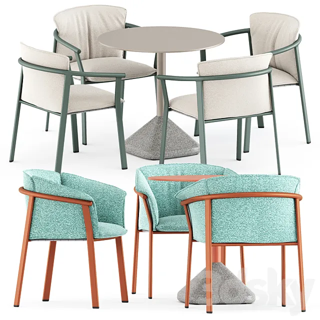 Lamorisse chair 3684 and 3685 and Concrete 855 table by Pedrali Free Download