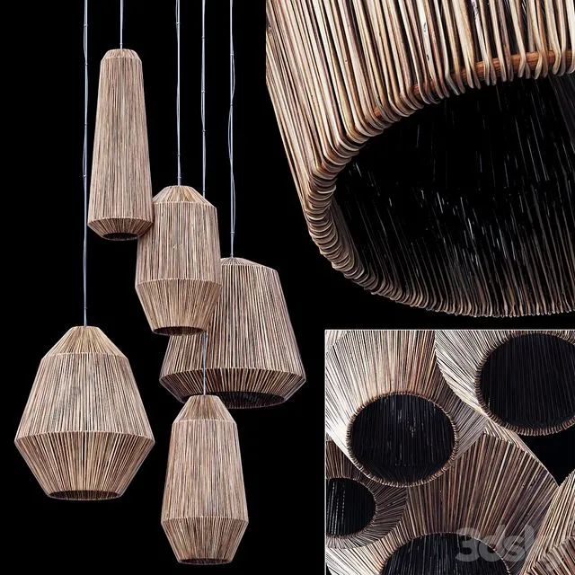 Lamp barrel big rattan n6 3D Model