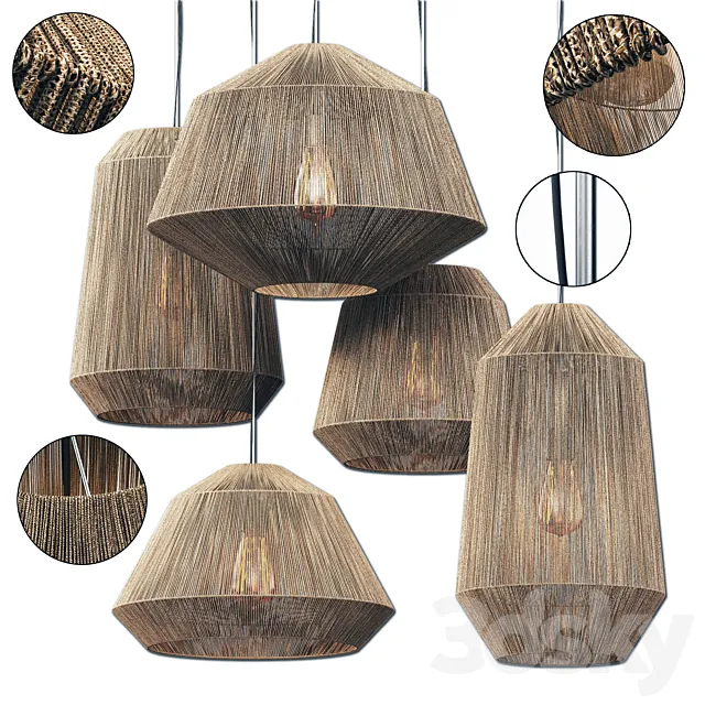 Lamp barrel rope n10 _ Chandelier barrel made of ropes No. 10 3DModel