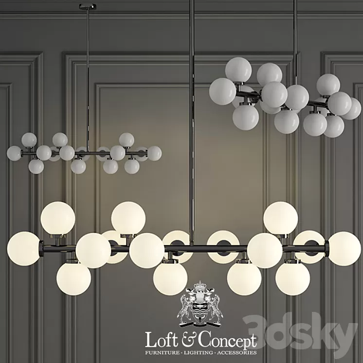 LAMP BUBBLE STIK BLACK CHANDELIER 3D Model