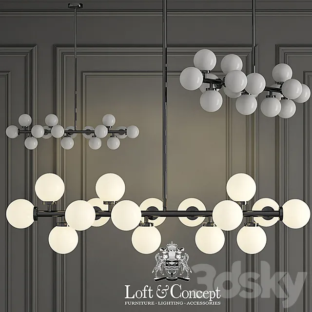 LAMP BUBBLE STIK BLACK CHANDELIER 3DModel