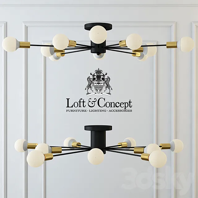 Lamp bubble stik black chandelier 3DModel