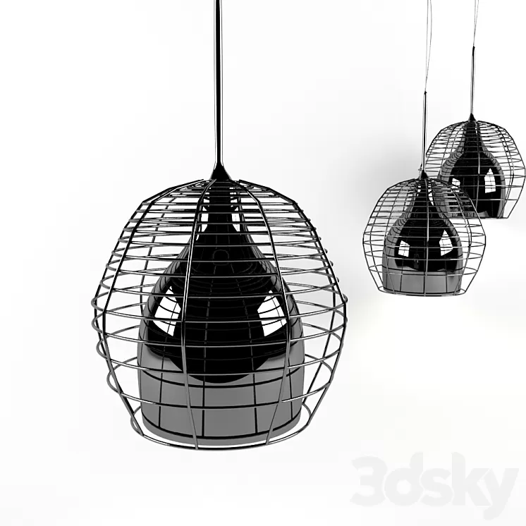 Lamp: Cage Piccola Bianco Nero. 3D Model