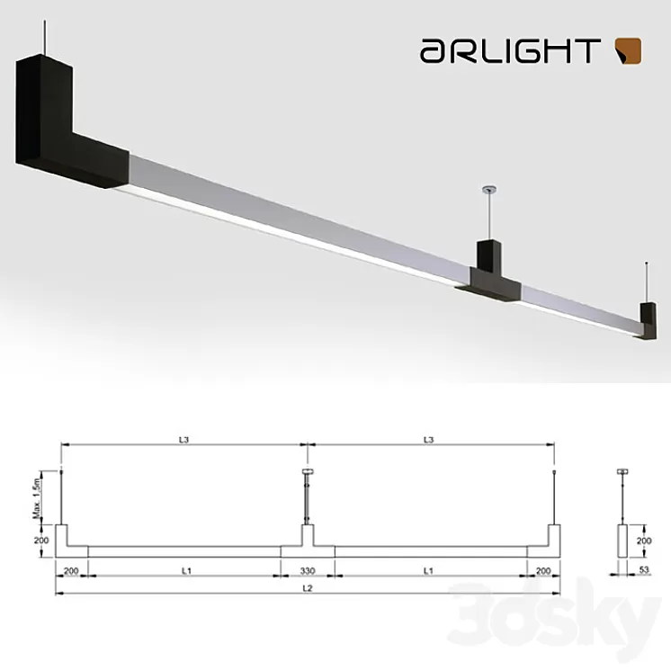 Lamp longitudinal roof-arlight