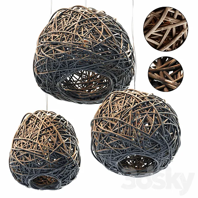 Lamp Rattan sphere hive n2 _ Chandelier made of rattan spherical hive number 2 Free Download