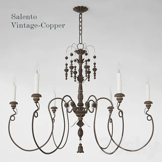Lamp Salento Vintage Copper Six-Light Chandelier 3DModel