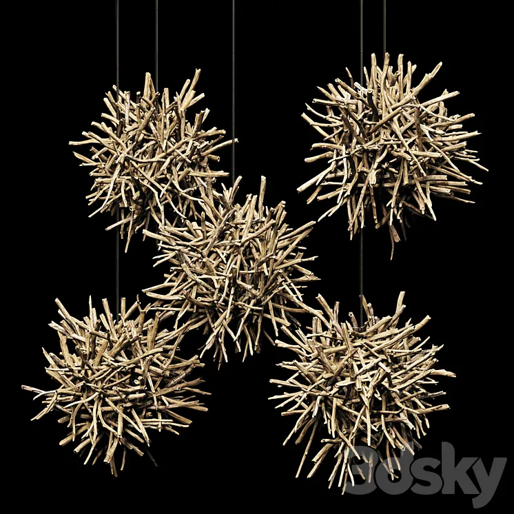 Lamp Sang wood decor n1 / Chandelier made of driftwood branches 3D Model Free