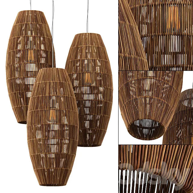 Lamp wicker barrel n1 3D Model