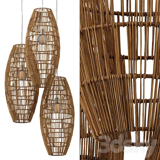 Lamp wicker barrel n2 3D Model