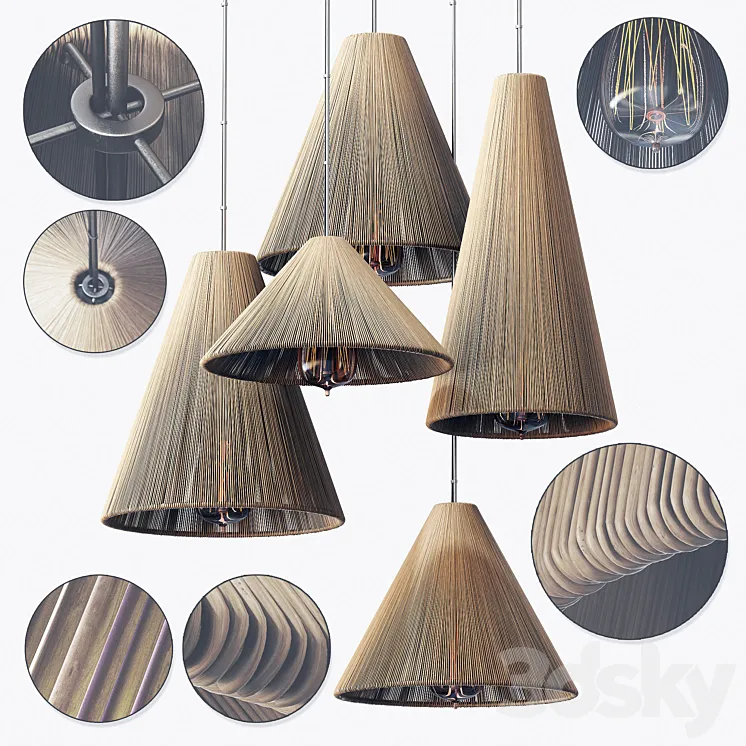 Lamp wood rattan wicker Cone n5 / Lamp wicker rattan cone No. 5 3D Model Free