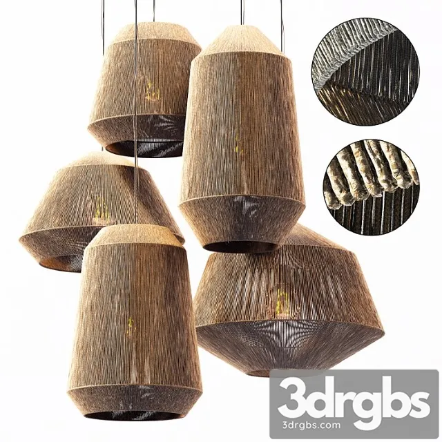 Lamp Wood Rotang Wicker Barrel N2 Lampa Pletenaia Iz Rotanga Bochka 2 3D Model Free
