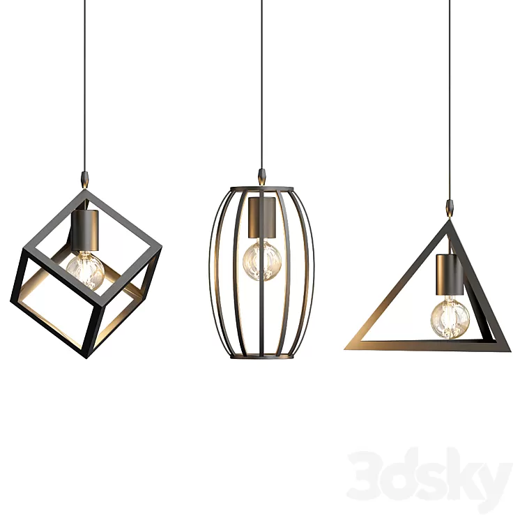 Lampe black retro pendant 3D Model