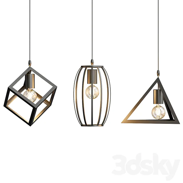 Lampe black retro pendant 3DModel