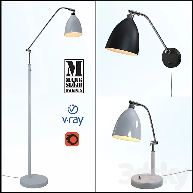 Lamps from the company Markslöjd model FREDRIKSHAMN -table lamp floor lamp and sconces. 3D Model