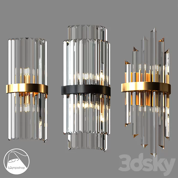 LampsShop.com B4106 Sconce Gold Glass Stick 3D Model