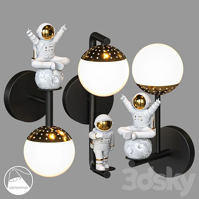 LampsShop.com B4428 B4429 B4430 Sconce Astroneer 3D Model