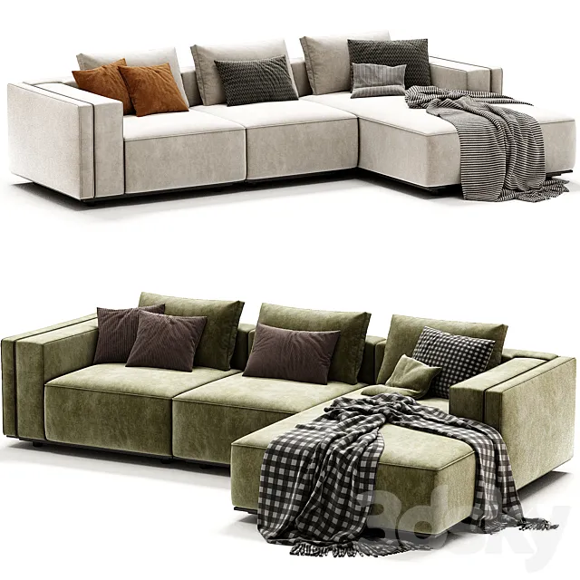 LANDFORM Sofa with chaise longue By Stylish Club 3D Model