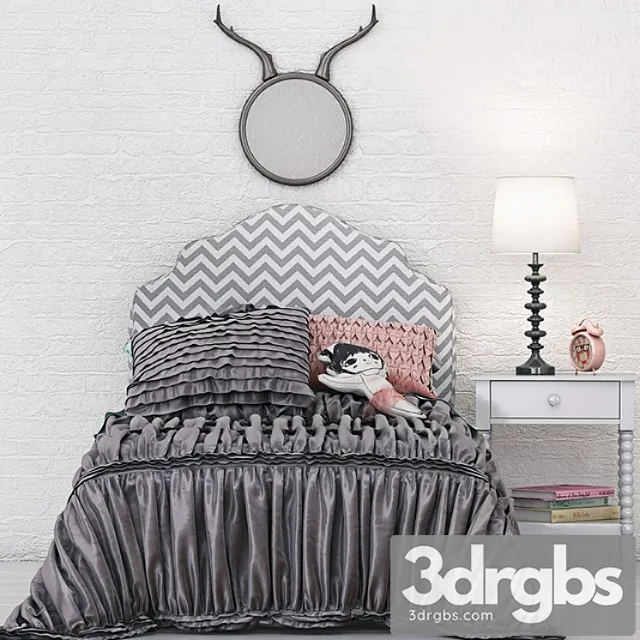 Landofnod Twin Arched Upholstered Headboard Pattern Zig Zag 3D Model Free
