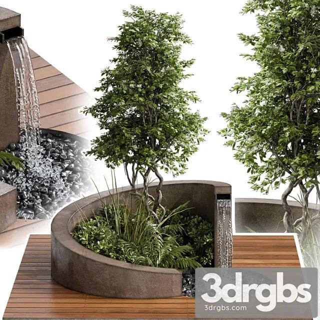 Landscape furniture with fountain – architect element 08 3D Model Download