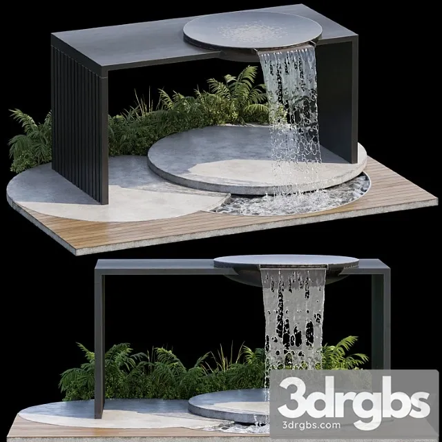 Landscape furniture with fountain - architect element 09 3D Model Free