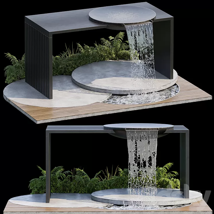 Landscape Furniture with Fountain - Architect Element 09 3D Model