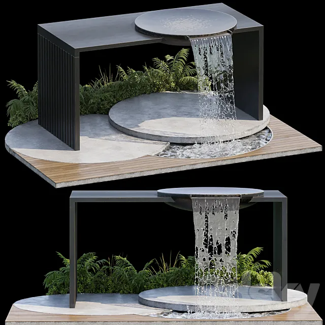 Landscape Furniture with Fountain - Architect Element 09 Free Download