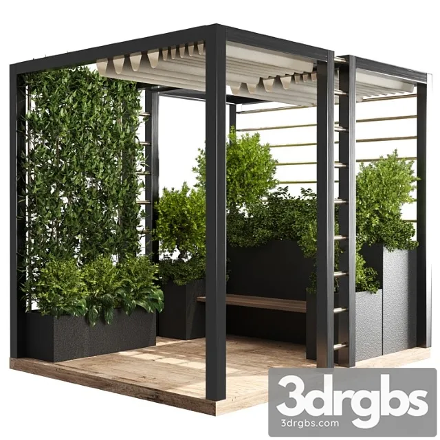 Landscape furniture with pergola and roof garden 01 3D Model Free