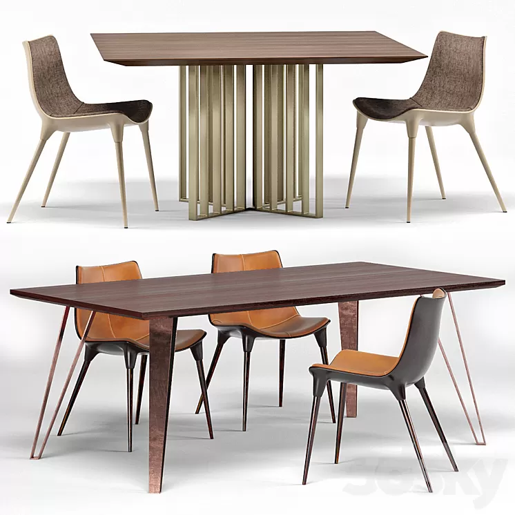 Langham Chair Spitalfields Table Grand Table 3D Model