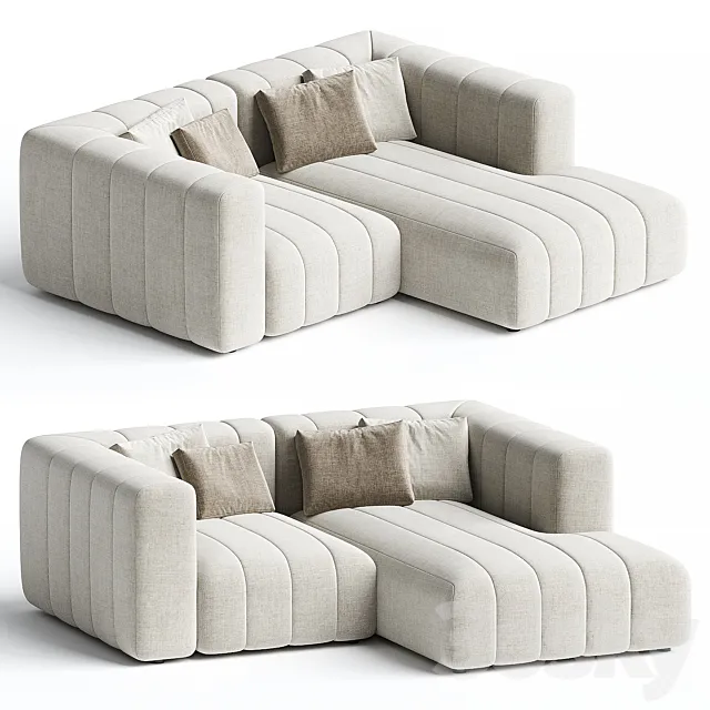 Langham Channeled 2 Piece RAF Sectional Napa Sandstone 3D Model