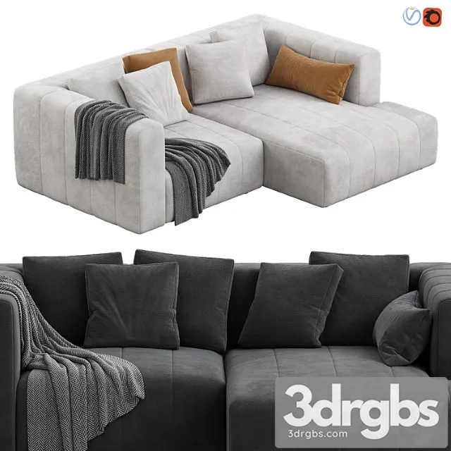 Langham channeled 2 piece sectional sofa 2 3D Model Free