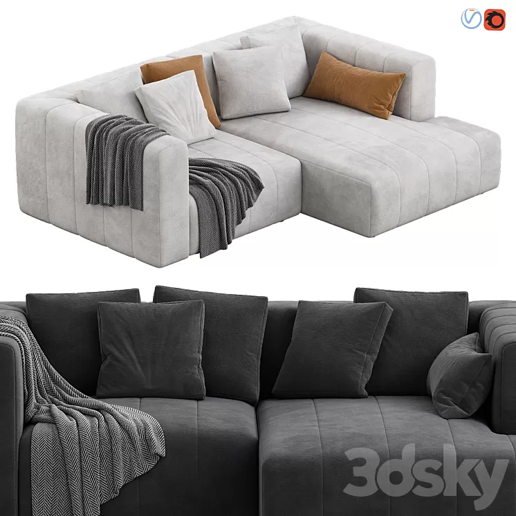 Langham Channeled 2 Piece Sectional Sofa 3D Model Free