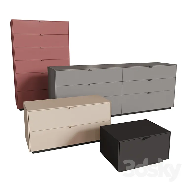 Lansot Folio Chest of Drawers and Bedside 3D Model Free