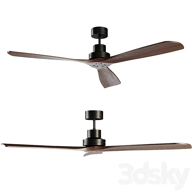 LANTAU Matt black ceiling fan 3D Model