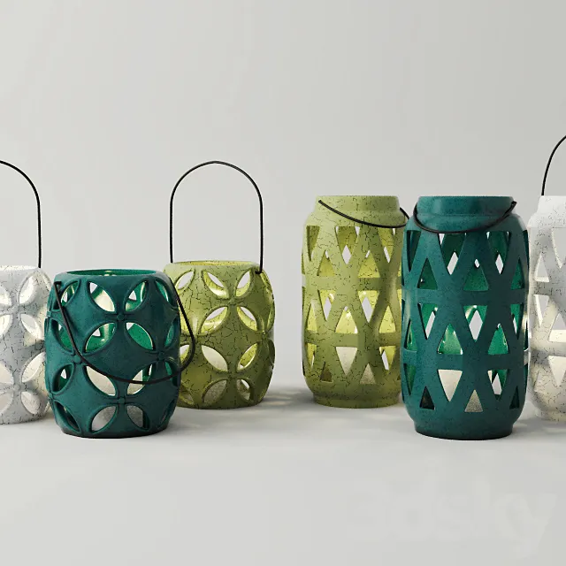 Lantern Candleholder Set 3DModel