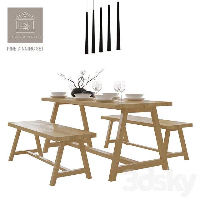 Lares & Penates Pine Dinning Set 3DModel