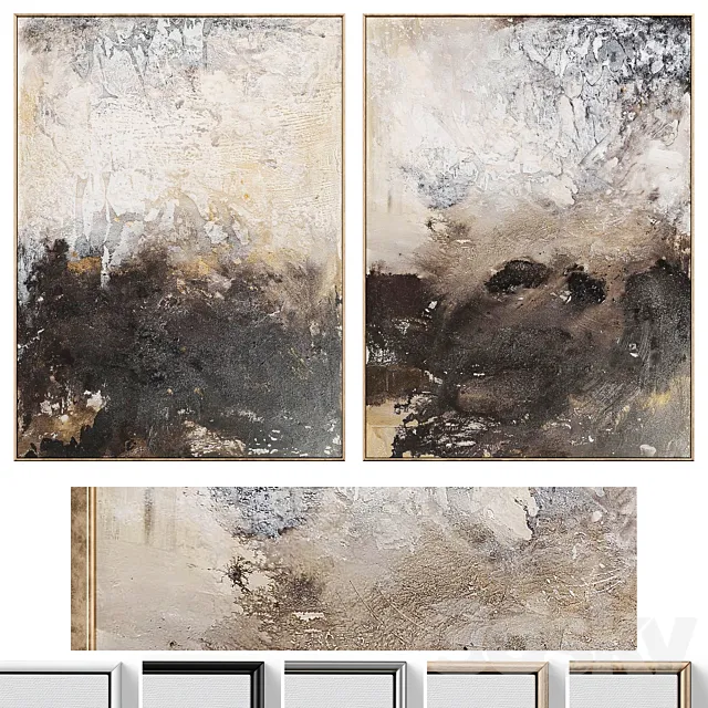 Large Brown Abstract Textured Wall Art C-675 3D Model