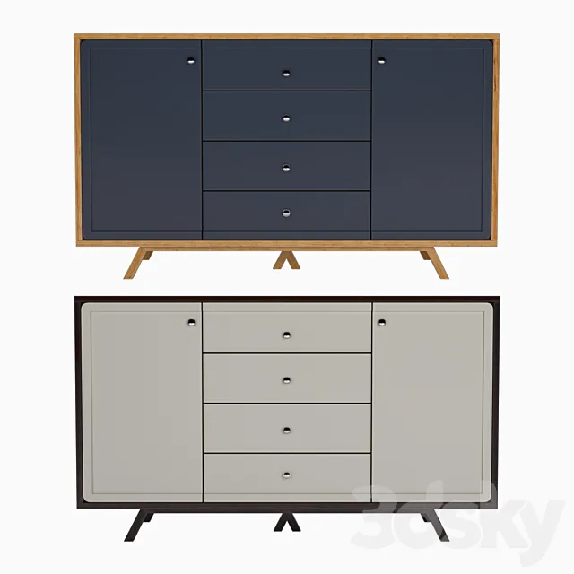 Large chest of drawers CUBE 140 * 82 * 45 3D Model